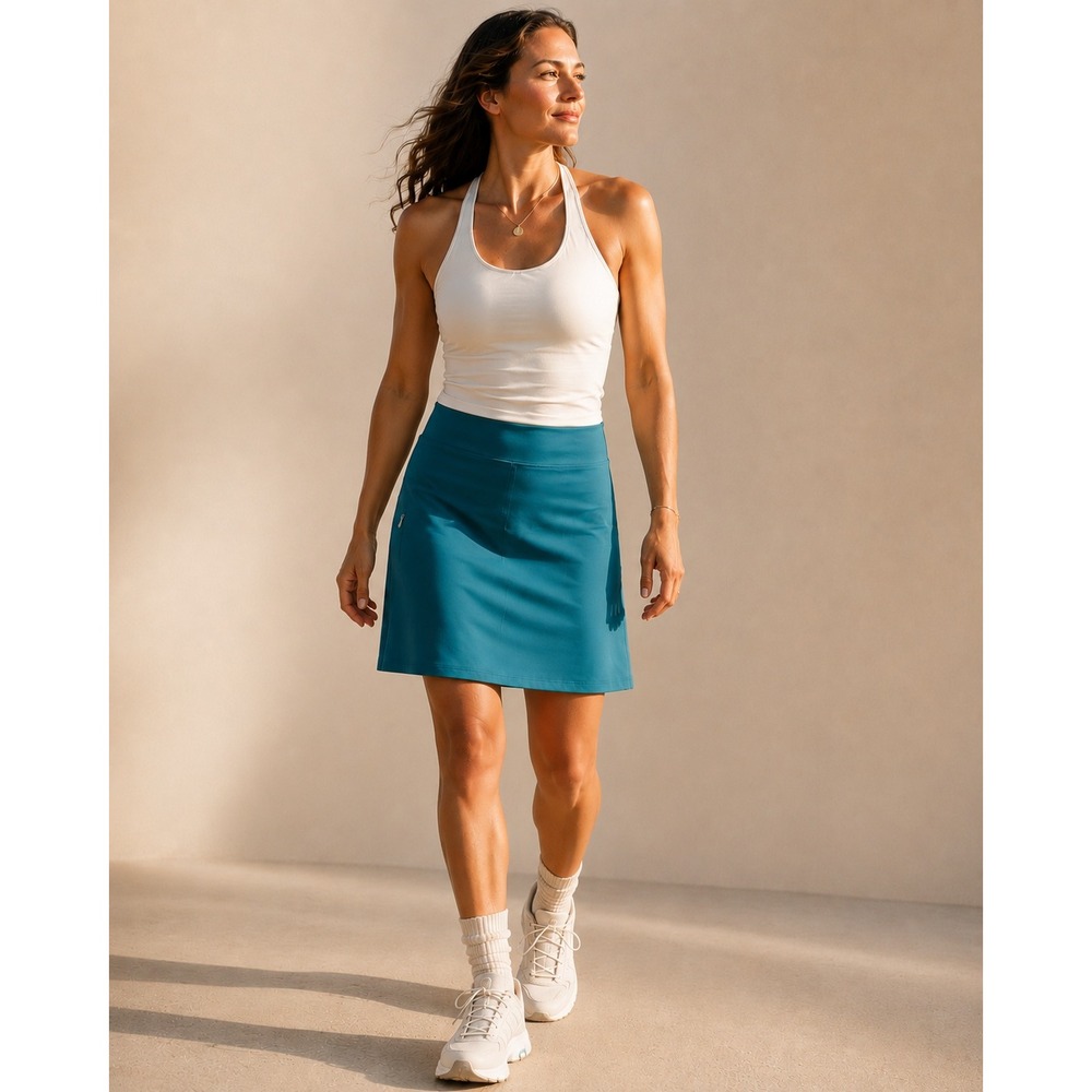 Toad&Co Corsica Skirt Womens XL Dark Turquoise NWT Active Travel Pocket